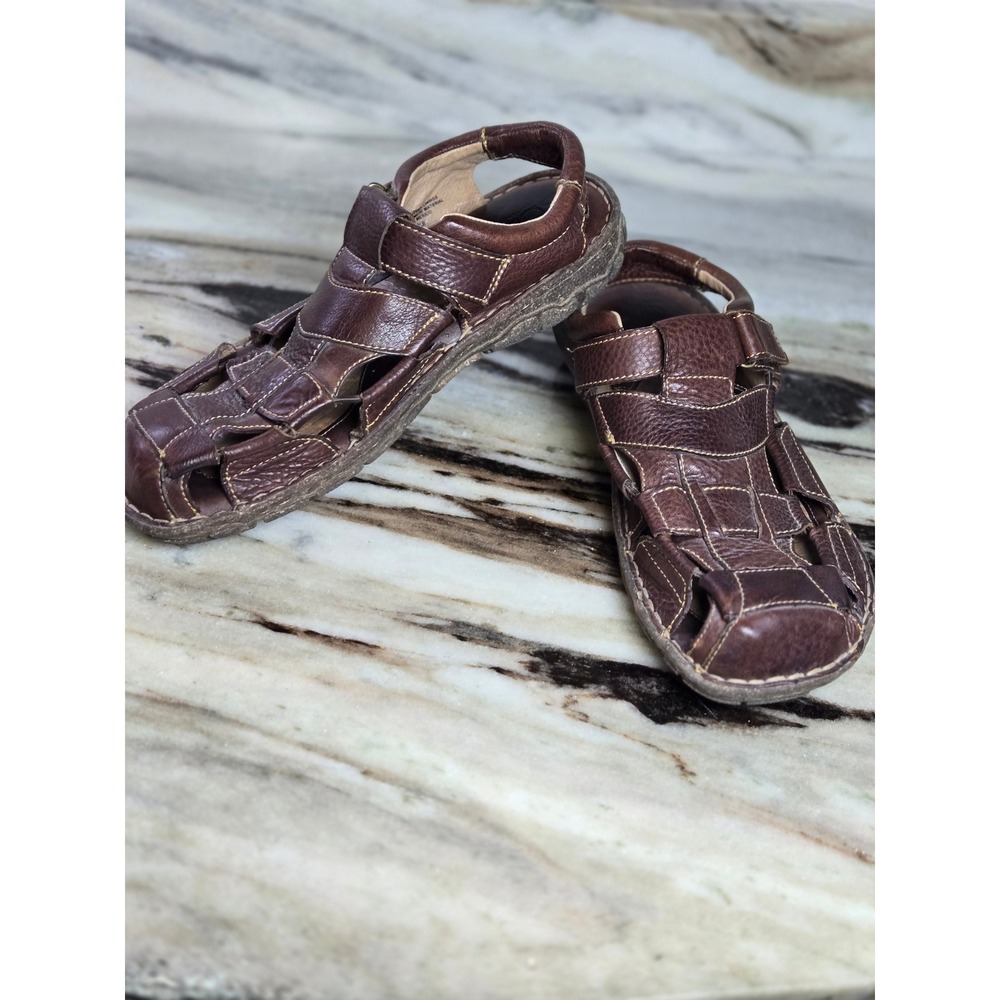 Brown Leather Fisherman Sandals Caged Closed Toe Mens Size 10 44 M6504